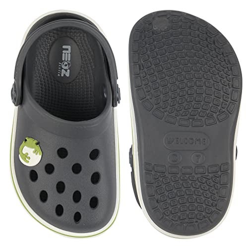 Neoz Casual Slingback Clogs for Kids with Soft Sole | Slip-On Breathable, Lightweight | Comfortable & Durable | Stylish Indoor & Outdoor Sandals Clogs for Kids, K-BEACH-CARBON-MINT_10 - Image 2