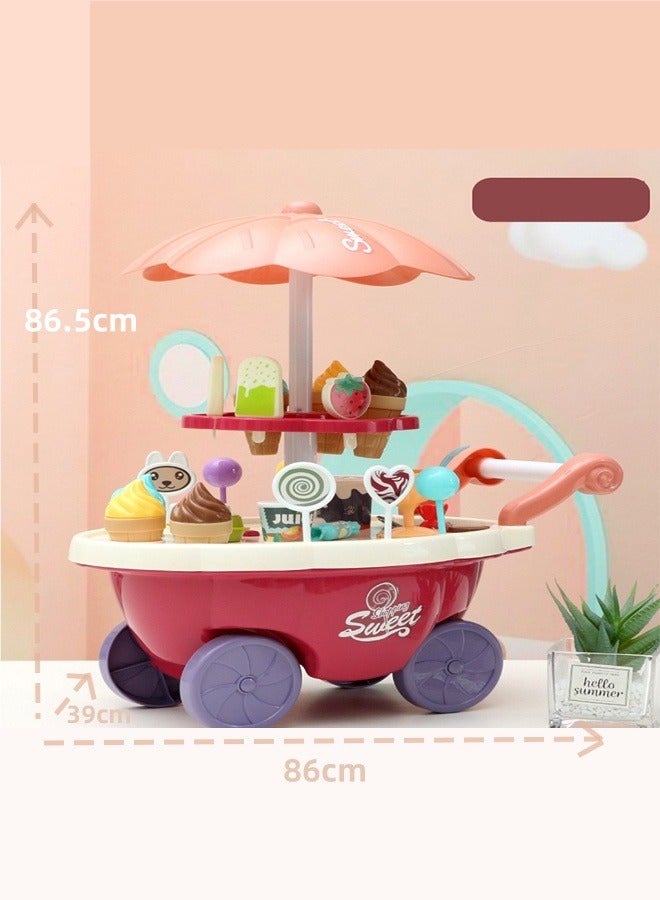 Candy Ice Cream Car,Children's Mini Candy Car,Candy Ice Cream Car Toys Pretend Play Set,Simulation Ice Cream Cart with Light and Music,Kids Mini Cream Candy Car,Children's Mini Candy Car for 2 3 4 5 6 Years Old Boys and Girls - Image 2