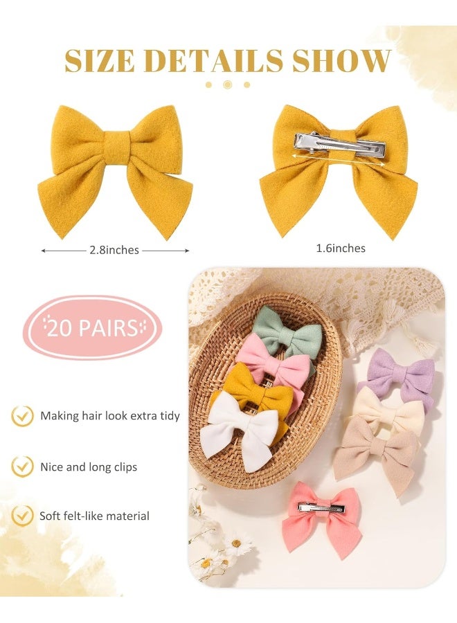 Jollybows 40PCS 2.8" Baby Girls Hair Bows Alligator Clips Woolen Hair Barrettes Hair Accessories for Little Girls Toddlers Teens Kids - Image 2