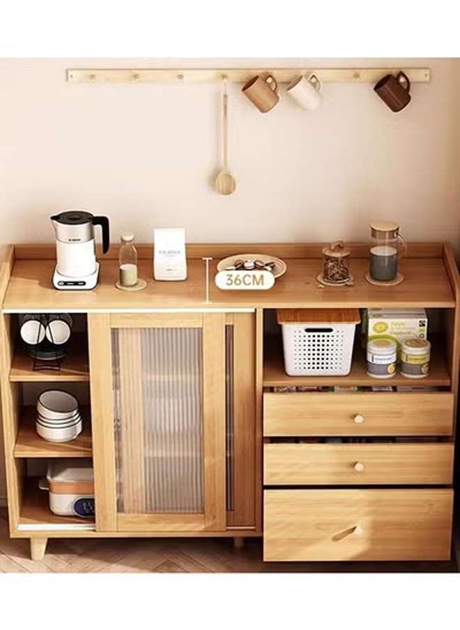 AGD Kitchen Sideboard with Drawers and Sliding Doors, Large Storage Capacity Coffee Corner Cabinet Kitchen 100x36x92cm Suitable for Kitchen, Living Room, Dining Room - Wood Color  - Image 3