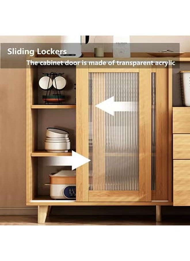 AGD Kitchen Sideboard with Drawers and Sliding Doors, Large Storage Capacity Coffee Corner Cabinet Kitchen 100x36x92cm Suitable for Kitchen, Living Room, Dining Room - Wood Color  - Image 4