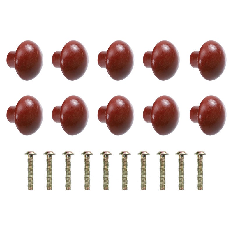 10Pcs Natural Wood Cabinet Knobs Mushroom Head Drawer Pull Handles For Kitchen Wardrobe - Image 2