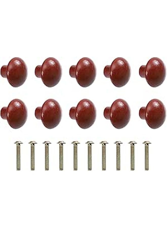 10Pcs Natural Wood Cabinet Knobs Mushroom Head Drawer Pull Handles For Kitchen Wardrobe - Image 1
