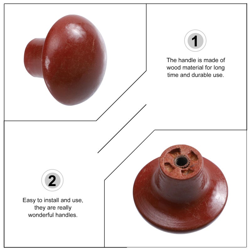 10Pcs Natural Wood Cabinet Knobs Mushroom Head Drawer Pull Handles For Kitchen Wardrobe - Image 4