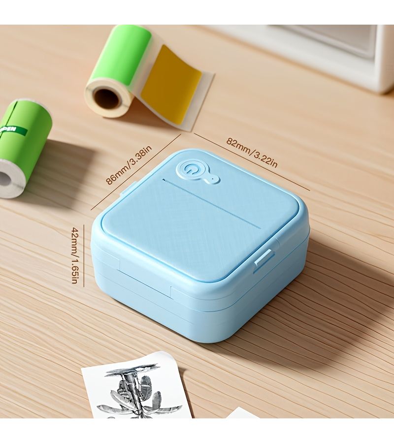 D8 White Multifunctional Wireless Portable Mini Thermal Label Printer Support Sticker Photo Text Printing Compatible With IOS Android Includes 1 Roll Paper 3 Rolls And 10 Rolls Adhesive Paper - Image 4