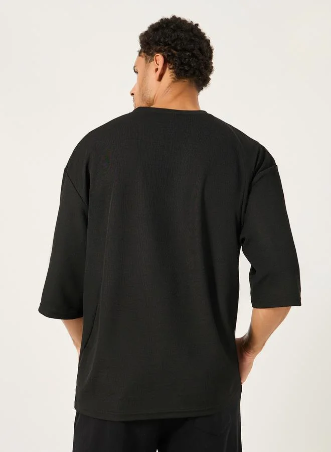 Styli Styli Embroidered Regular Fit Cotton Crew Neck T-Shirt