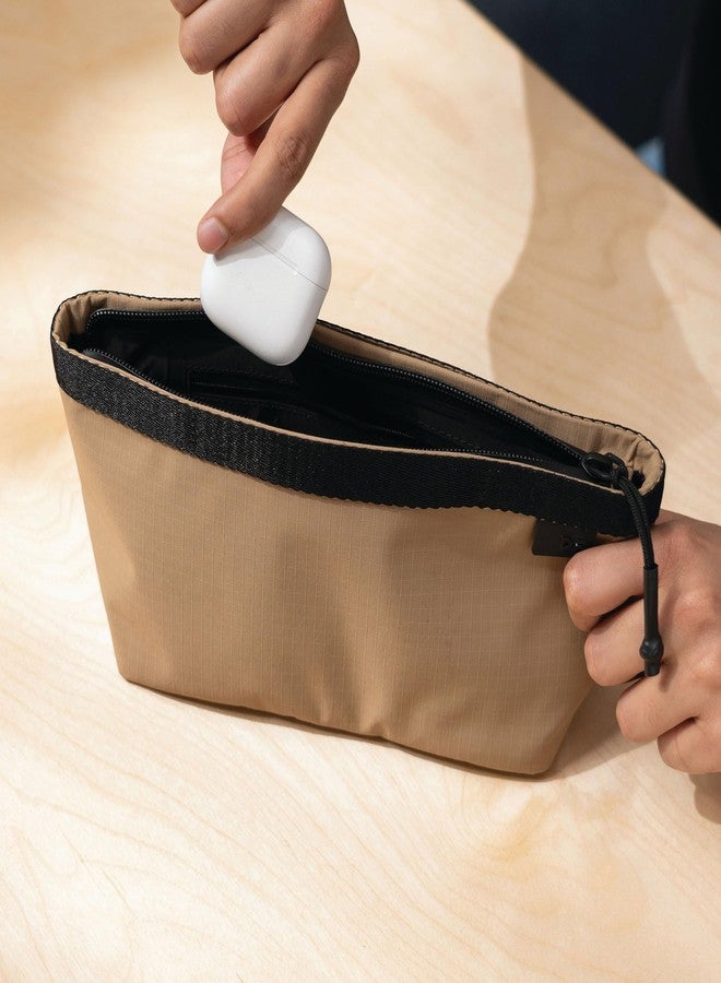 DailyObjects Medium Pivot Carry All Pouch for Men and Women |Multi Storage Slip Pockets |Lightweight|Water Repellent|Portable| Recycled Nylon Zippered| Concealed Handles| for Daily Use/Travel (Beige) - Image 3