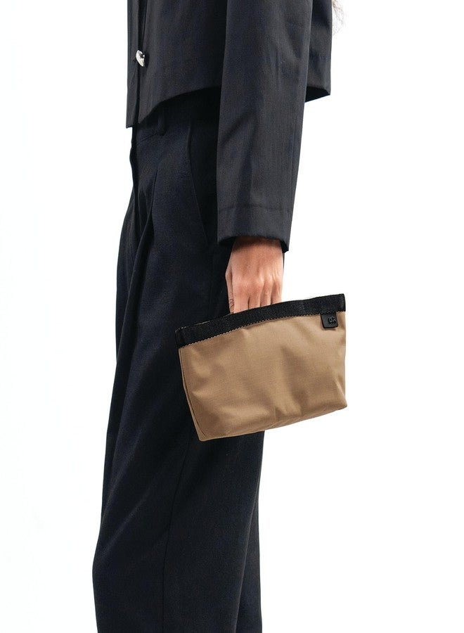 DailyObjects Medium Pivot Carry All Pouch for Men and Women |Multi Storage Slip Pockets |Lightweight|Water Repellent|Portable| Recycled Nylon Zippered| Concealed Handles| for Daily Use/Travel (Beige) - Image 4