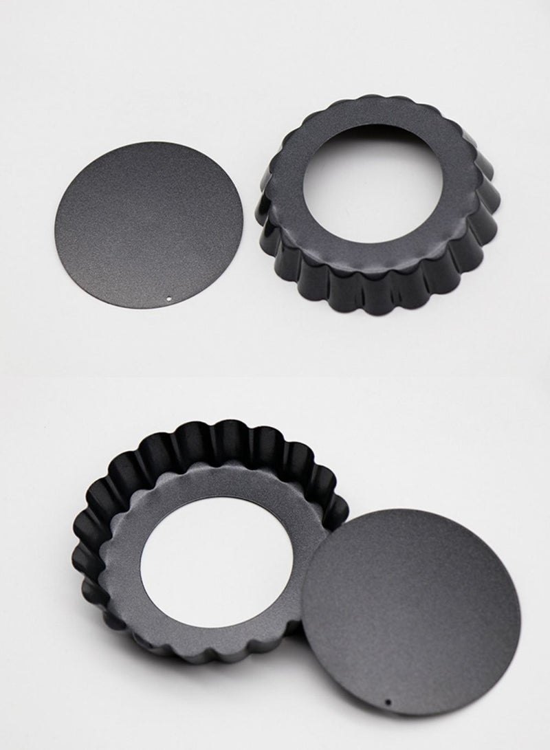 6 Pieces Mini Tart Pan With Removable Bottom,4 Inch Nonstick Quiche Pan For Baking Pies,Reusable Small Tart Molds For Pies,Tartlets,Mousse Cakes,Muffins,Kitchen Baking,Black - Image 4