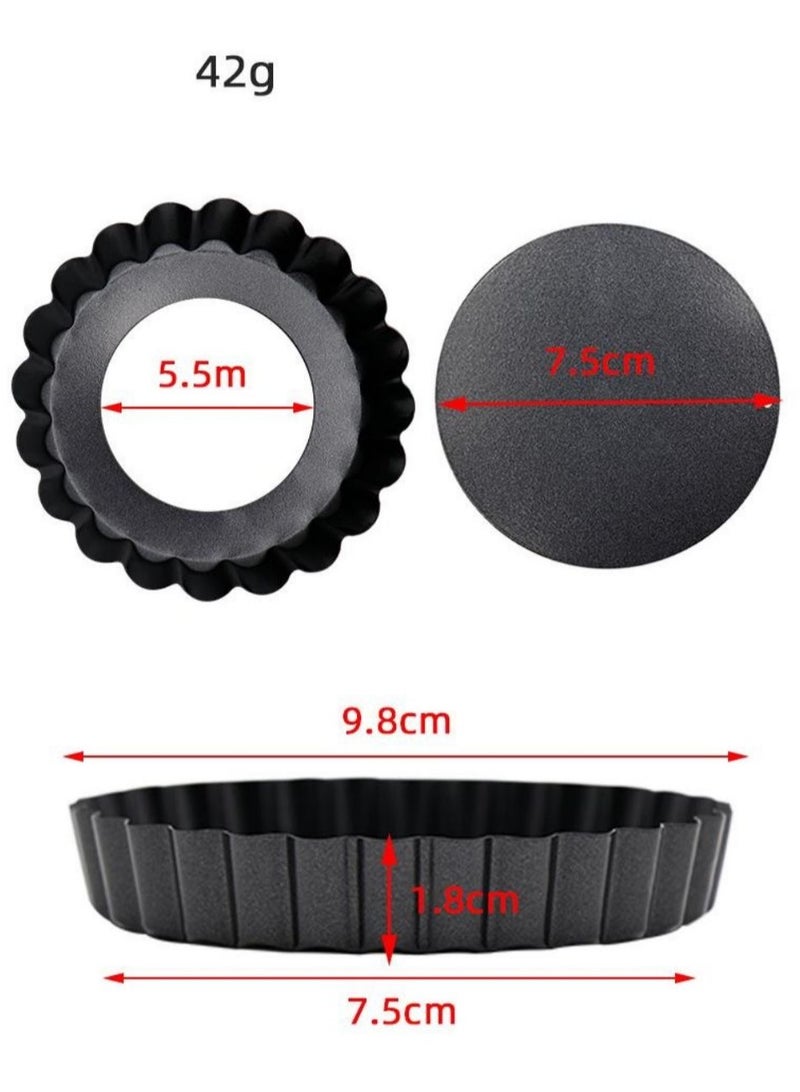 6 Pieces Mini Tart Pan With Removable Bottom,4 Inch Nonstick Quiche Pan For Baking Pies,Reusable Small Tart Molds For Pies,Tartlets,Mousse Cakes,Muffins,Kitchen Baking,Black - Image 3