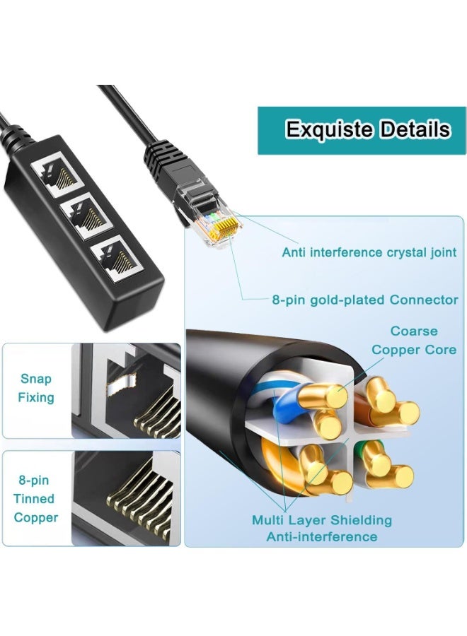 موزع إيثرنت من 1 إلى 3، محول شبكة RJ45، محول كابل إنترنت LAN لكابلات Cat 5/5e/6/7/8 - Image 4