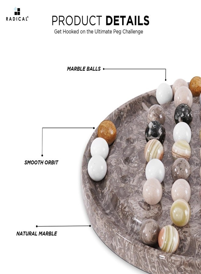 Radicaln Marble Solitaire Board Game with 42 Piece Oceanic Marbles Classic One Player Gameplay 10 inch Strategy Puzzle Board Games Adults for Tabletop Game, Birthday Gift, Table Games - Image 4