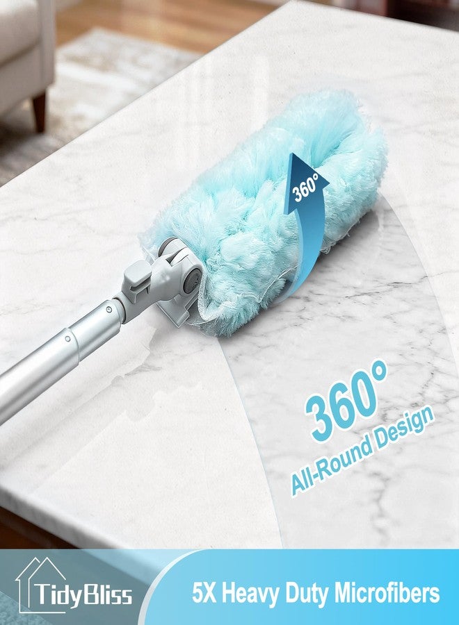 TidyBliss 6 ft Extendable Dusters for Cleaning Compatible with Swiffer, Super Long Handle Dusting Wand Kit with 10 Refills, 360 Degree Heavy Duty Microfibers Dust Removing Tool for Ceiling Fan Wall - Image 4