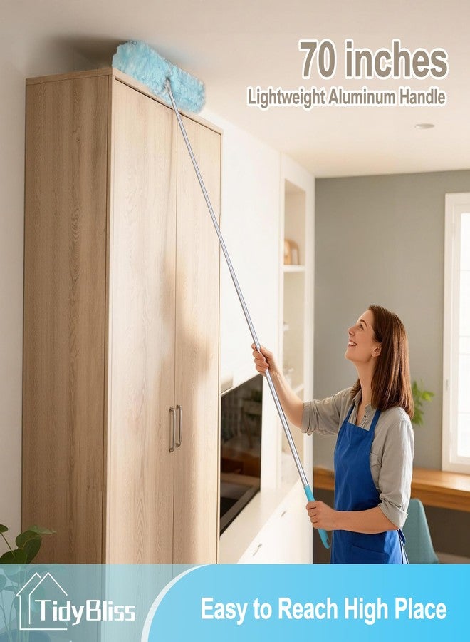 TidyBliss 6 ft Extendable Dusters for Cleaning Compatible with Swiffer, Super Long Handle Dusting Wand Kit with 10 Refills, 360 Degree Heavy Duty Microfibers Dust Removing Tool for Ceiling Fan Wall - Image 3