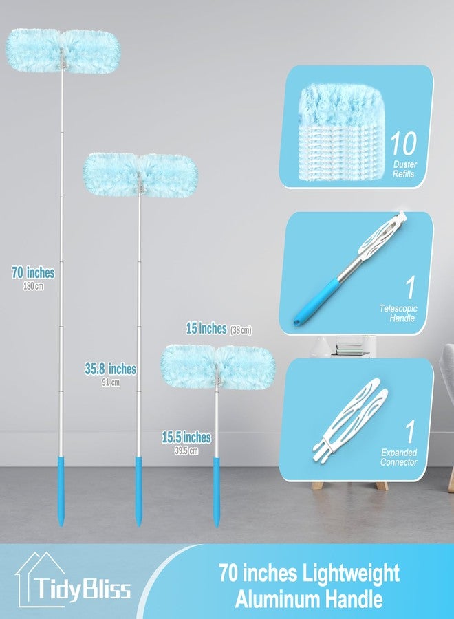TidyBliss 6 ft Extendable Dusters for Cleaning Compatible with Swiffer, Super Long Handle Dusting Wand Kit with 10 Refills, 360 Degree Heavy Duty Microfibers Dust Removing Tool for Ceiling Fan Wall - Image 5