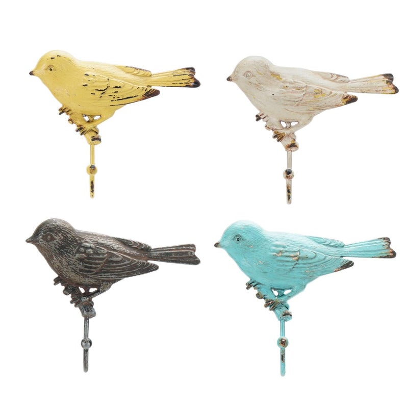 SOFFEE DESIGN Set of 4 Vintage Metal Birds Wall Coat Hooks, Heavy Duty Hangger Hooks, Farmhouse Wall Mounted Hanging Rack Hooks for Scarf, Bag, Towel, Key, Cap - Image 1