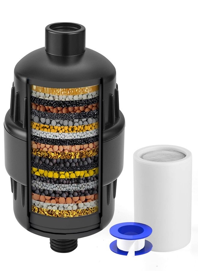 BESy HEAVY DUTY Filter for Hard Water High Output Shower Filtered Universal Multi-Stage Shower Head Filters for Removing Chlorine Improves The Condition of Your Skin Hair and Nails Matte Black - Image 1