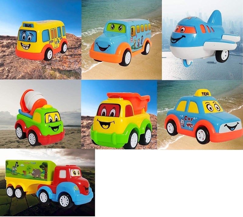 PLUSPOINT Baby Toy Cars For 1 Year Old Pull Back Vehicles Set Cars Transport Vehicles City Service Toy Car Set For Toddlers Toys And Birthday Gift For 1 2 3 Years Old Boys Girls (7PC), Multicolor - Image 2