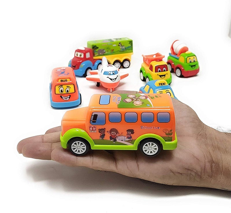 PLUSPOINT Baby Toy Cars For 1 Year Old Pull Back Vehicles Set Cars Transport Vehicles City Service Toy Car Set For Toddlers Toys And Birthday Gift For 1 2 3 Years Old Boys Girls (7PC), Multicolor - Image 4