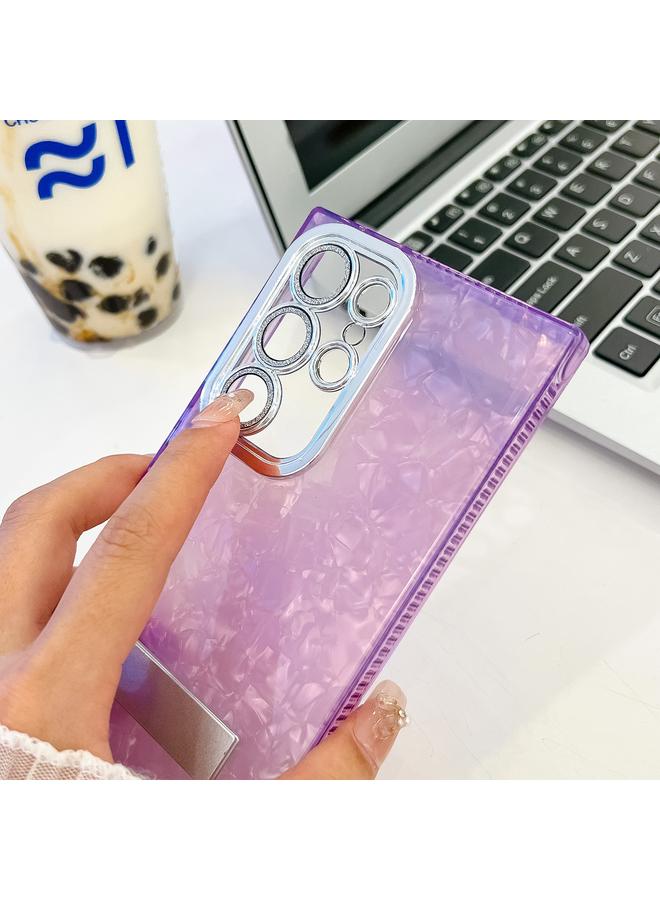 S-TOP Case For Samsung Galaxy A55 5G Plating Glitter Texture Fold Holder TPU Phone Case with Lens Film - Image 5