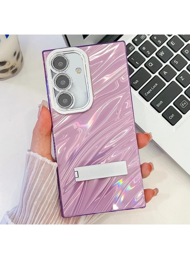 S-TOP Case For Samsung Galaxy A55 5G Plating Glitter Texture Fold Holder TPU Phone Case with Lens Film - Image 1