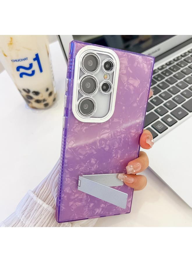 S-TOP Case For Samsung Galaxy A55 5G Plating Glitter Texture Fold Holder TPU Phone Case with Lens Film - Image 2