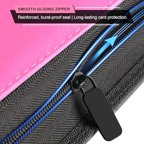 Comnge 9 Pocket Pink Card Binder - Holds 432 Cards, 24 Double-Sided Clear Pages, Premium Zippered Cute Card Album Folder Compatible with Card Sleeves, Perfect for Sports MTG Game Card Collections(Pink) - Image 3