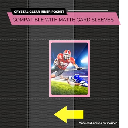 Comnge 9 Pocket Pink Card Binder - Holds 432 Cards, 24 Double-Sided Clear Pages, Premium Zippered Cute Card Album Folder Compatible with Card Sleeves, Perfect for Sports MTG Game Card Collections(Pink) - Image 5