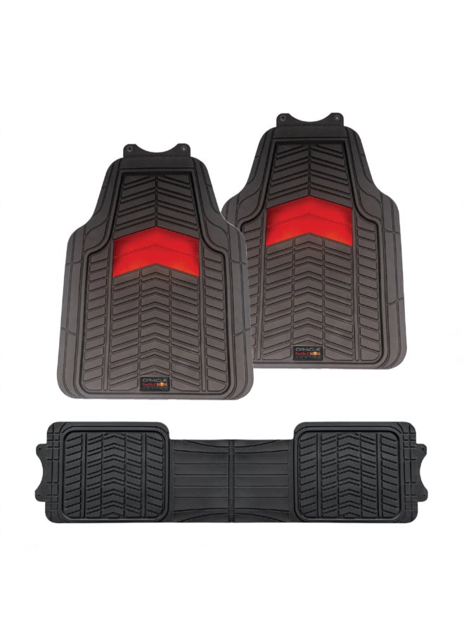 ريد بول أوراكل ريسينغ سجادة أرضيات السيارات شديدة التحمل 3 قطع بمقاس عالمي أسود وأحمر 80 × 4 × 50 سم RBCMHD005BR - Image 2