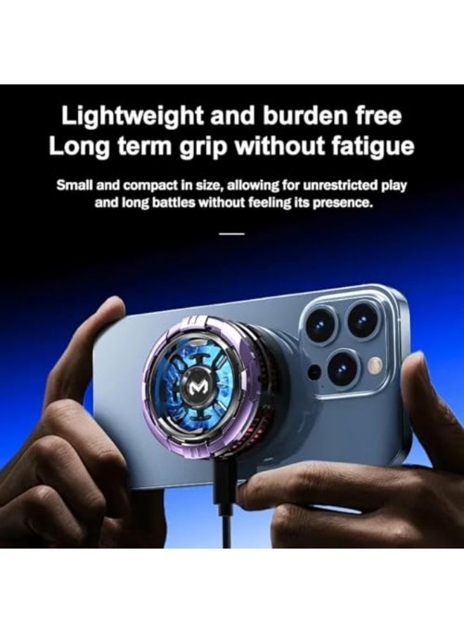 Memo Mobile Phone Radiator, Magnetic Cell Phone Cooler with AI Smart Temperature Control, RGB Cooling Fan for iPhone/Android/Tablet, Wireless Charging Magnetic Back Clip for Removable Grip (Purple) - Image 3
