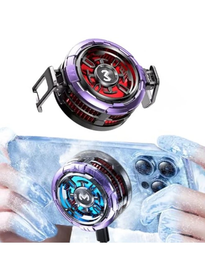 Memo Mobile Phone Radiator, Magnetic Cell Phone Cooler with AI Smart Temperature Control, RGB Cooling Fan for iPhone/Android/Tablet, Wireless Charging Magnetic Back Clip for Removable Grip (Purple) - Image 1