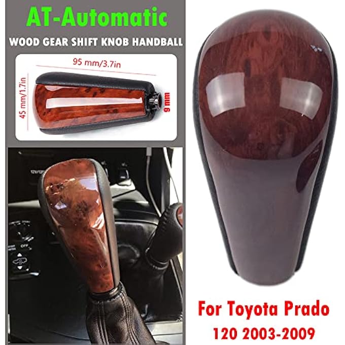 rayihni Automatic Leather with Wood 4 Speed Shift Knob  Transfer Case Fit for Toyota Prado 120 2003 2004 2005 2006 2007 2008 20092PCS 4 SpeedTransfer - Image 2