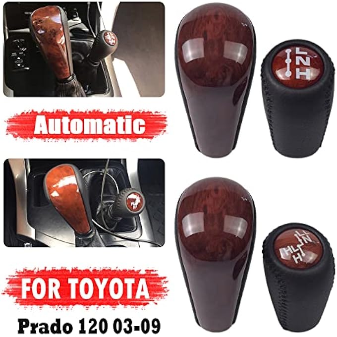 rayihni Automatic Leather with Wood 4 Speed Shift Knob  Transfer Case Fit for Toyota Prado 120 2003 2004 2005 2006 2007 2008 20092PCS 4 SpeedTransfer - Image 3