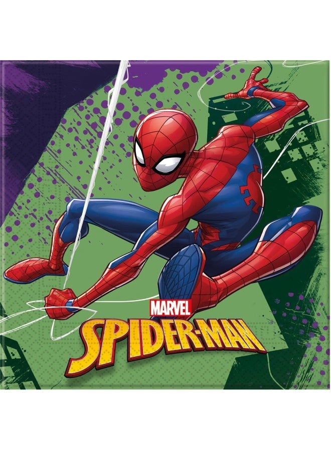 Procos Marvel Spiderman Team Up Paper Napkins 33x33 cm – Pack of 20 Party Napkins with Bold Superhero Artwork for Kids’ Birthdays, Marvel Themes, Boys’ Party Decorations - Image 1