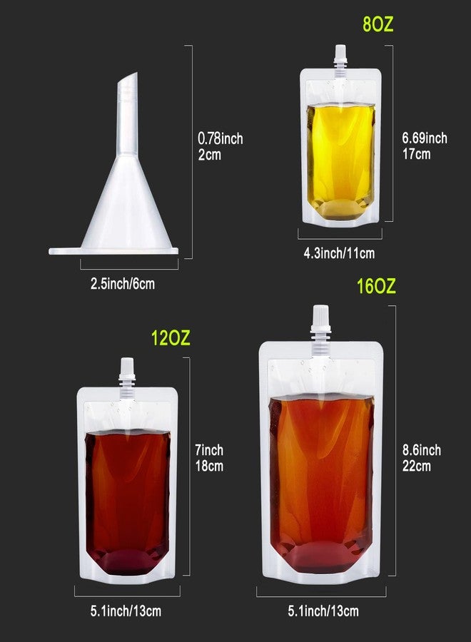 Vignee Plastic Flasks-Reusable Drink Bags,Juice Travel Bags Leak-Proof, BPA-Free for Outdoor Sports, Concerts,Travel Events /8OZ-12OZ- 16OZ,12PCS - Image 4