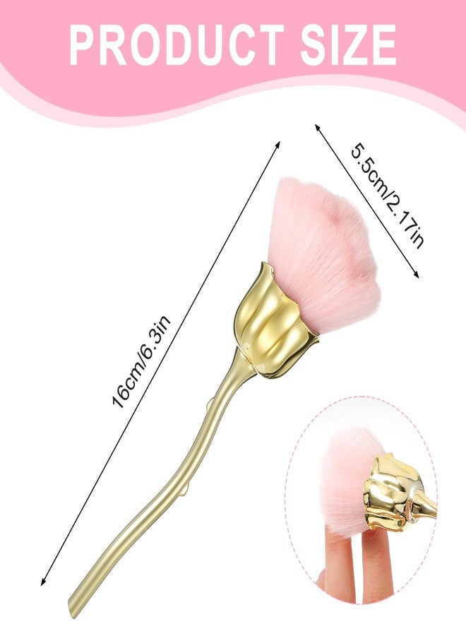 Kifmurase فرشاة تنظيف الأظافر من Kifmurase، قطعتان، مزيل بودرة فائق النعومة من النايلون للأظافر بمقبض طويل على شكل وردة، أدوات تنظيف فن الأظافر لتقليم الأظافر وتنظيف المكياج (أسود، ذهبي) - Image 2
