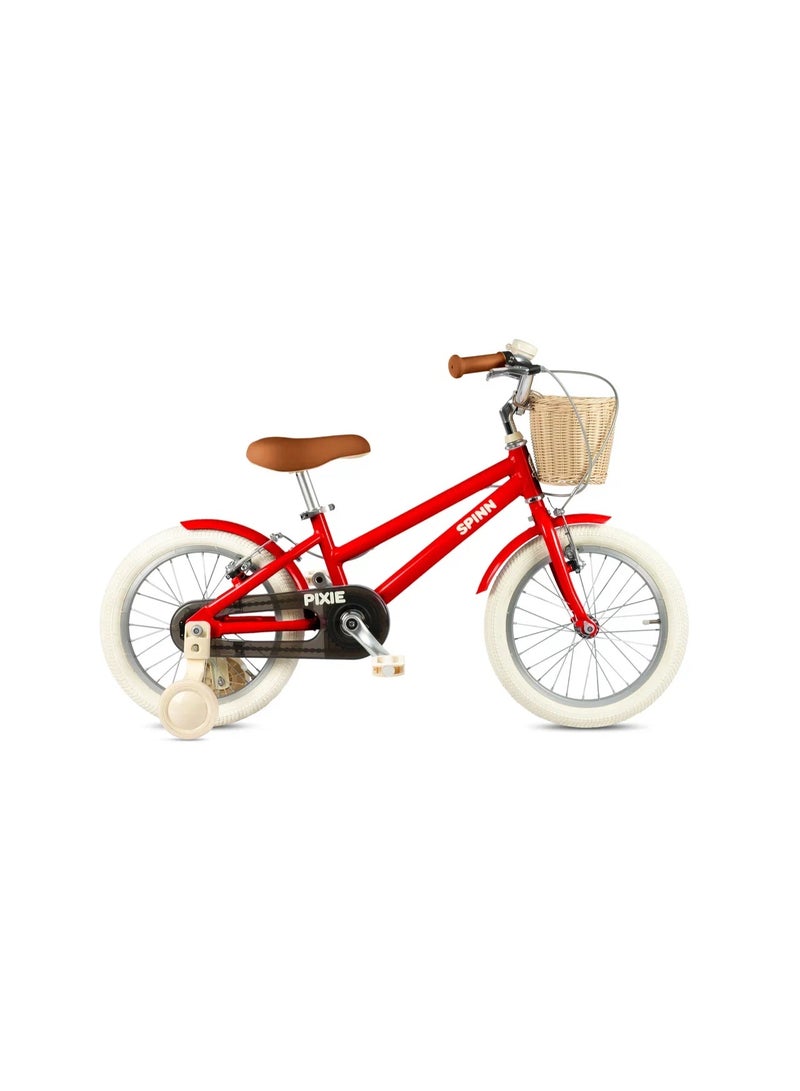 SPINN Pixie 1 Kids Bike 16″ Red — Aluminum Frame, 1 Speed, Training Wheels, for Ages 3–6 - Image 1