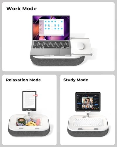 SupeDesk Laptop Lap Desk, Adjustable iPad Holder for Bed, 360° Swivel Tablet Arm, Laptop Desk with Mouse Pad, Snack Bowl & Cup Holder, Fits 4.7–13” Tablets & 15” Laptop - Image 5