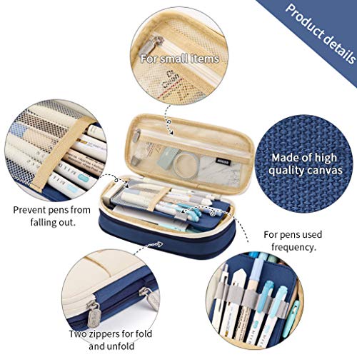 EASTHILL Big Capacity Pencil Pen Case Office College School Large Storage High Capacity Bag Pouch Holder Box Organizer Blue - Image 3