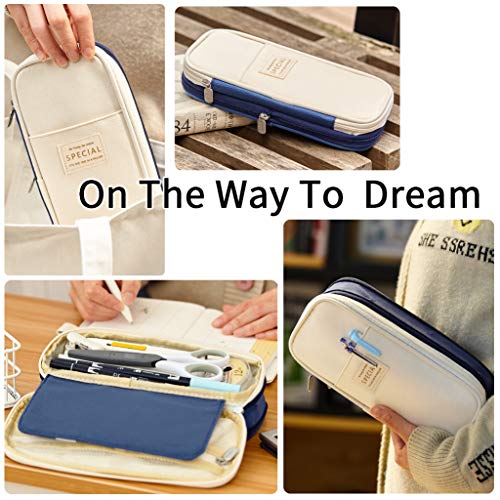 EASTHILL Big Capacity Pencil Pen Case Office College School Large Storage High Capacity Bag Pouch Holder Box Organizer Blue - Image 5