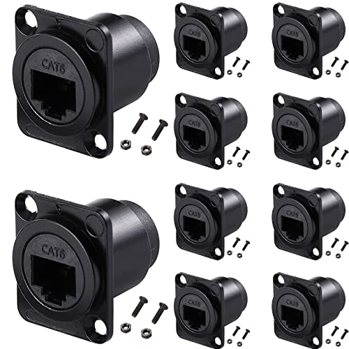 PENGLIN 10PCS D-Type RJ45 Coupler, Shielded RJ45 Panel Mount Connector, CAT6/CAT5E/CAT5 Female to Female LAN Network Bulkhead Pass Through Socket - Image 1