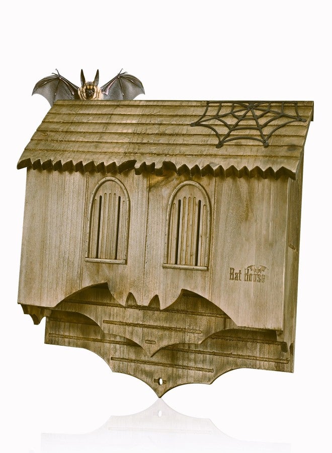 Capruzad Wooden Castle Bat House with Gatehouse/Tower/Curtain Wall Design, Large Ventilated 2/3 Chamber Bat Box, Ideal for Outdoor Bat Attraction, Easy to Hang (Brown, Curtain Wall - 2 Chamber) - Image 1