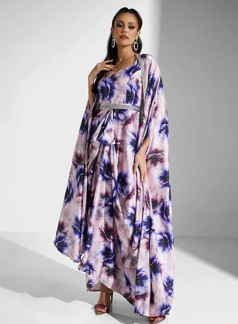 Golden Apple Floral Print Maxi Dress