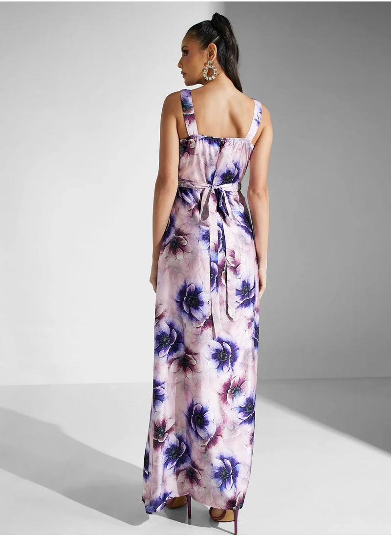 Golden Apple Floral Print 2Pcs Dress