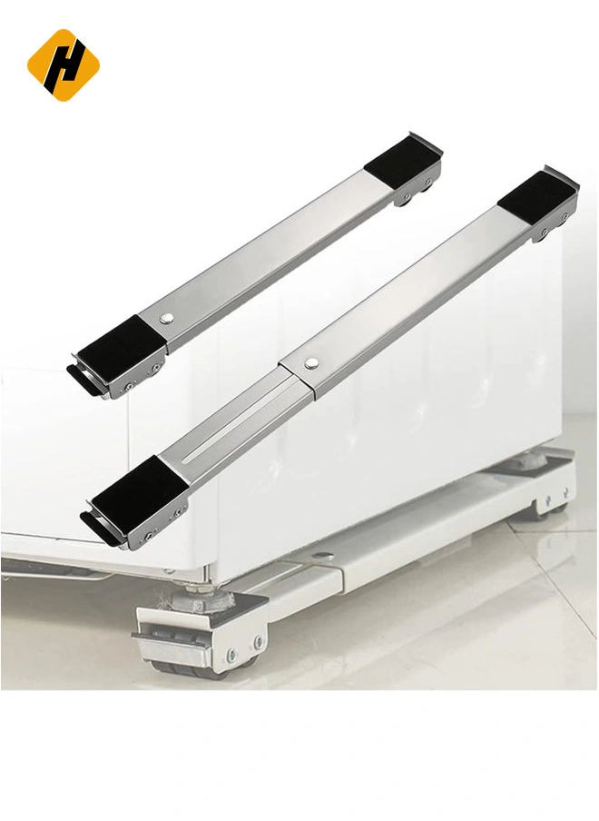 HuHa 2 Pieces Adjustable Washing Machine Pedestals Frame  Drum Washing Machine Refrigerator Mobile Base  Multifunction Washing Machine Base Stand Movably Adjustable  - Image 1