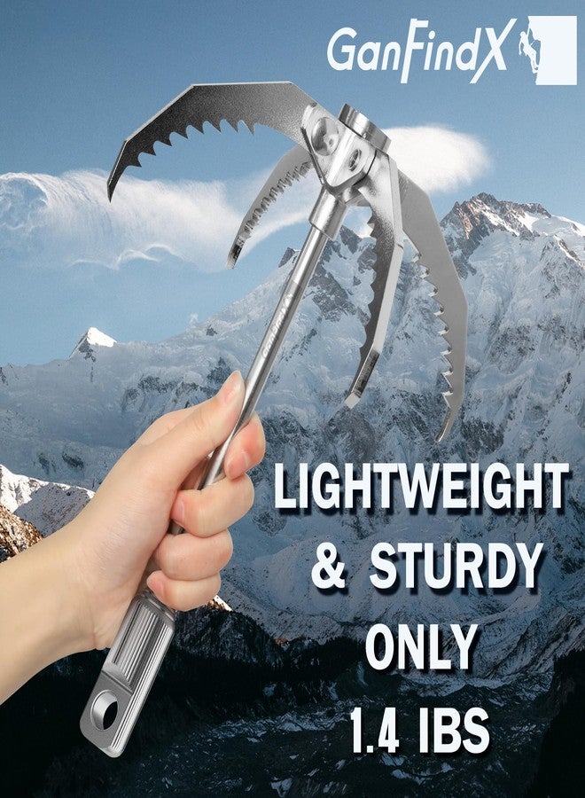GanFindX PRO Grappling Hook W / 65 FT Rope, Heavy Duty | Folding 4-Claw Survival Claw, Multi-Purpose SUS Sawtooth Hook for Outdoor Camping Hiking Tree Rock Mountain Climbing (Aluminum-Rear Circle) - Image 3