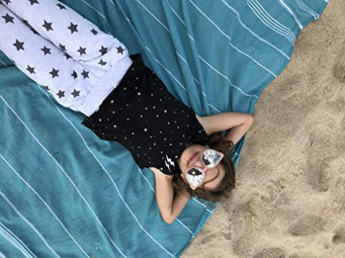 Bersuse Towels Anatolia XL Beach Blanket Throw Blanket Turkish Towel 100% Cotton Extra-Large Quick-Dry Lightweight Premium Peshtemal Towel - 61x82 Inches, Aqua - Image 4