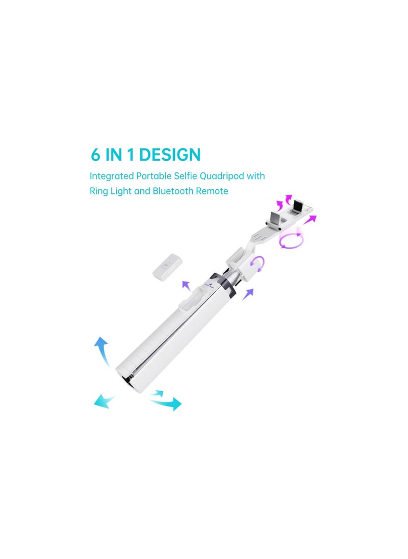 Generic - Lighted Selfie Stick Stand Lightweight 7oz Wireless Bluetooth Remote Patented Ultra Stable 4 Legs 3 Onboard Light Modes Compatible with iPhone And Android Black - Image 1