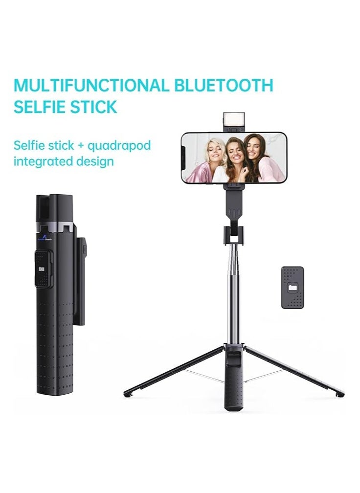 Generic - Lighted Selfie Stick Stand Lightweight 7oz Wireless Bluetooth Remote Patented Ultra Stable 4 Legs 3 Onboard Light Modes Compatible with iPhone And Android Black - Image 1