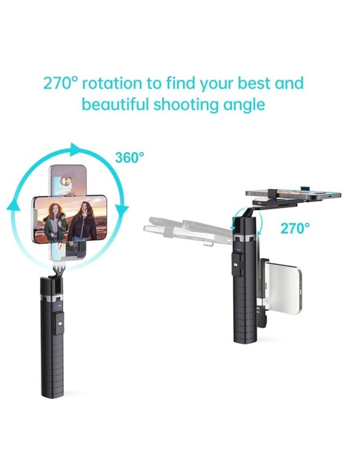 Generic - Lighted Selfie Stick Stand Lightweight 7oz Wireless Bluetooth Remote Patented Ultra Stable 4 Legs 3 Onboard Light Modes Compatible with iPhone And Android Black - Image 1